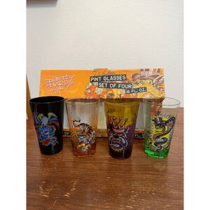 NEW Don Ed Hardy Designs Pint Glasses Set of 4 – 16oz Tattoo Art Skull Tiger Sna